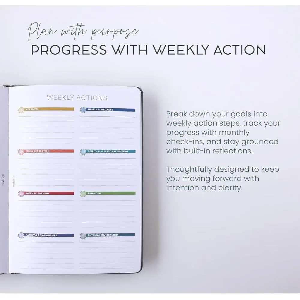 MäksēLife Quarterly Planner Goal Setting Personal Habit Tracker Reflections NEW